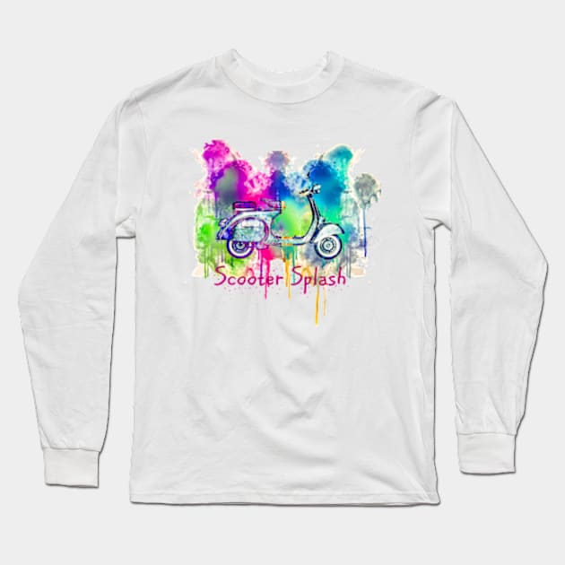 Vespa Scooter Splash Long Sleeve T-Shirt by AaaahEeeekStudio